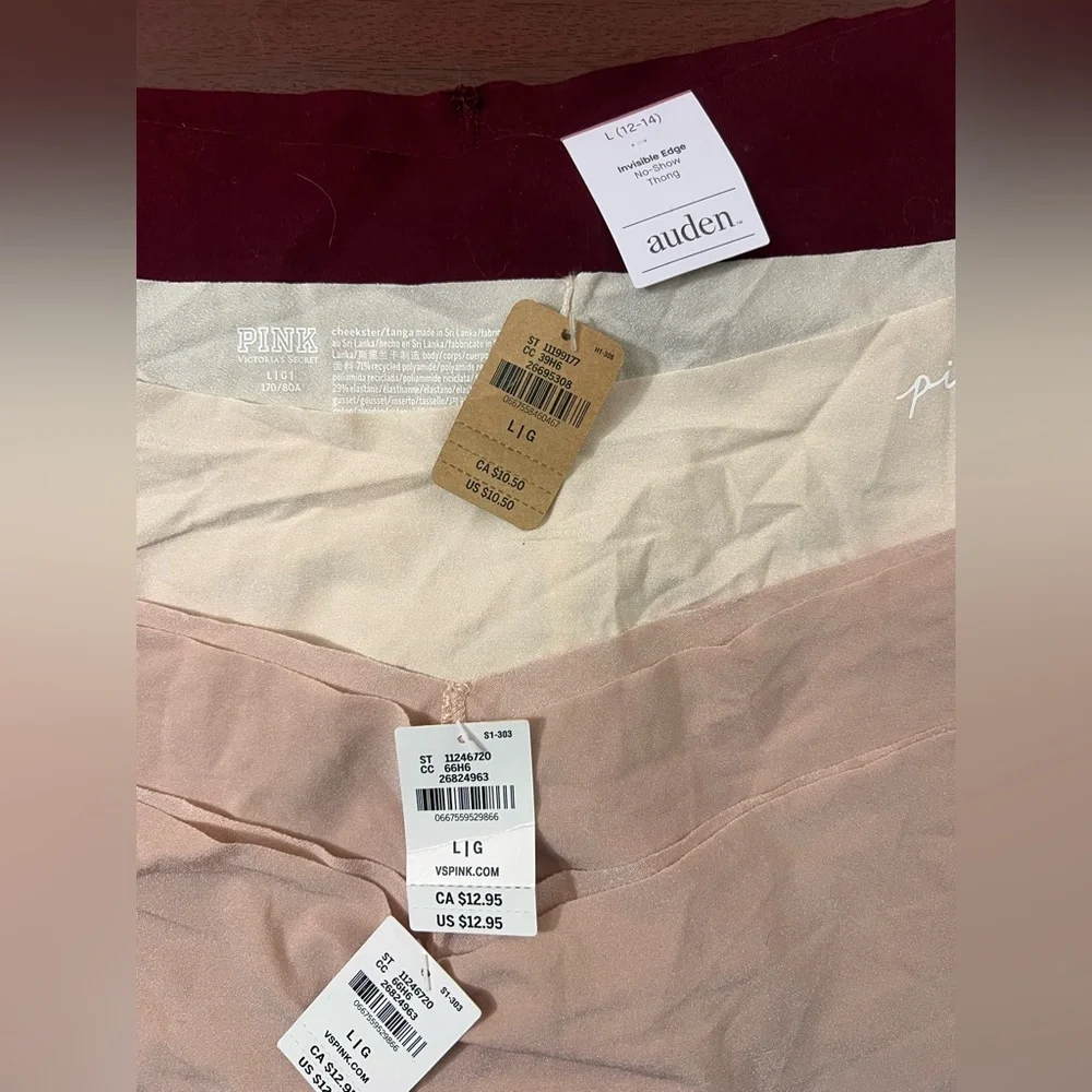 Victoria's Secret 4 Panties Set - Burgundy, Cream, Pink - Picture 2 of 4